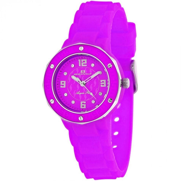 Oceanaut Women's OC0438 Acqua Star Crystal Purple Silicone Watch