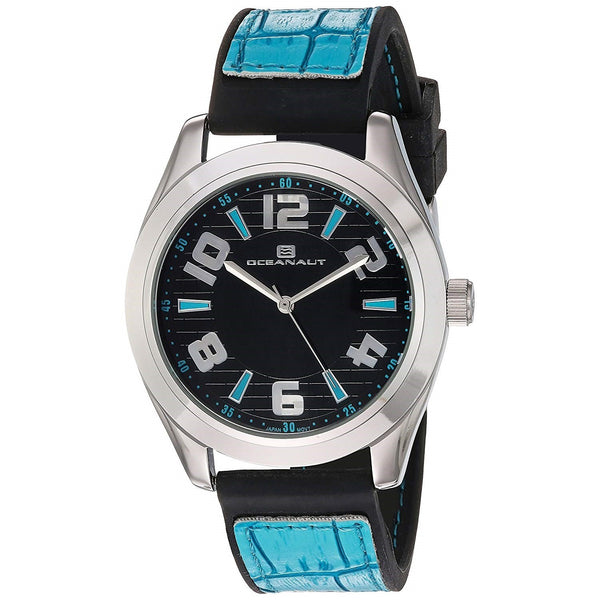 Oceanaut Men's OC7510 Vault Blue Silicone with Leather Accent Watch