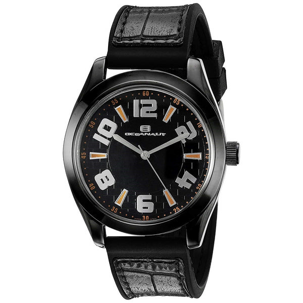 Oceanaut Men's OC7511 Vault Black Silicone with Leather Accent Watch