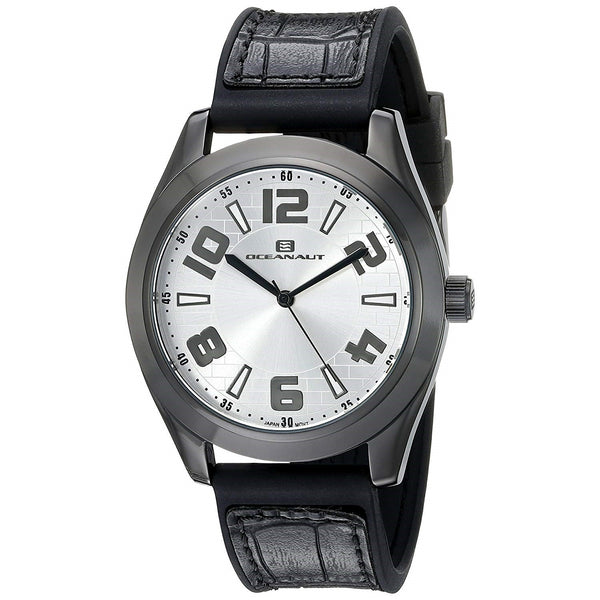 Oceanaut Men's OC7512 Vault Black Silicone with Leather Accent Watch