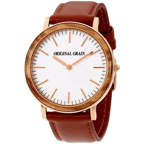 Original Grain Men's OG-4020-05-Z-CBR Minimalist Brown Leather Watch