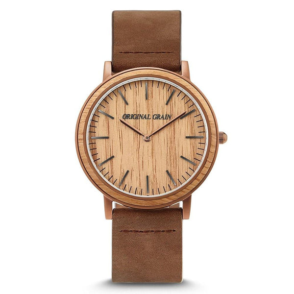 Original Grain Men's OG-4020-WH-ESP-L Minimalist Brown Leather Watch