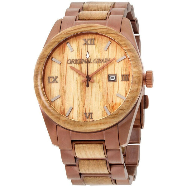 Original Grain Men's OG-C2-005 Classic Two-Tone Stainless Steel with Wood Inlay Watch