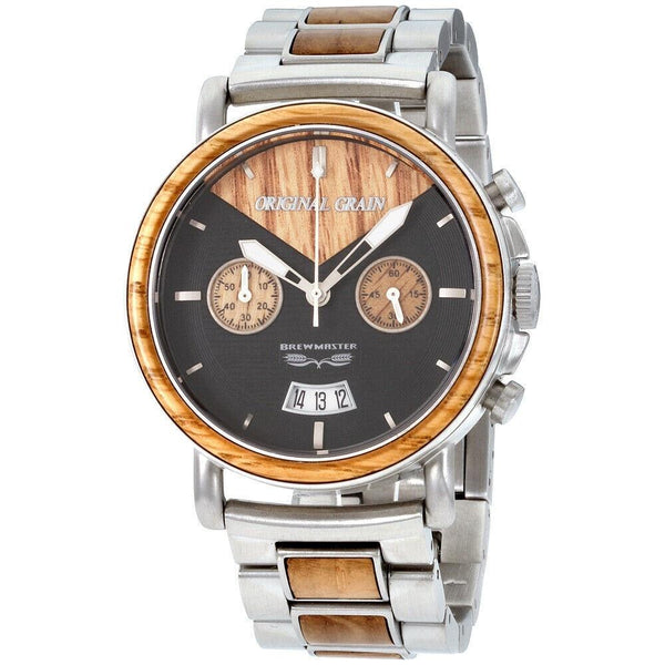 Original Grain Men's OG-CH-BRW-GO Brewmaster Chronograph Two-Tone Stainless Steel with Wood Inlay Watch