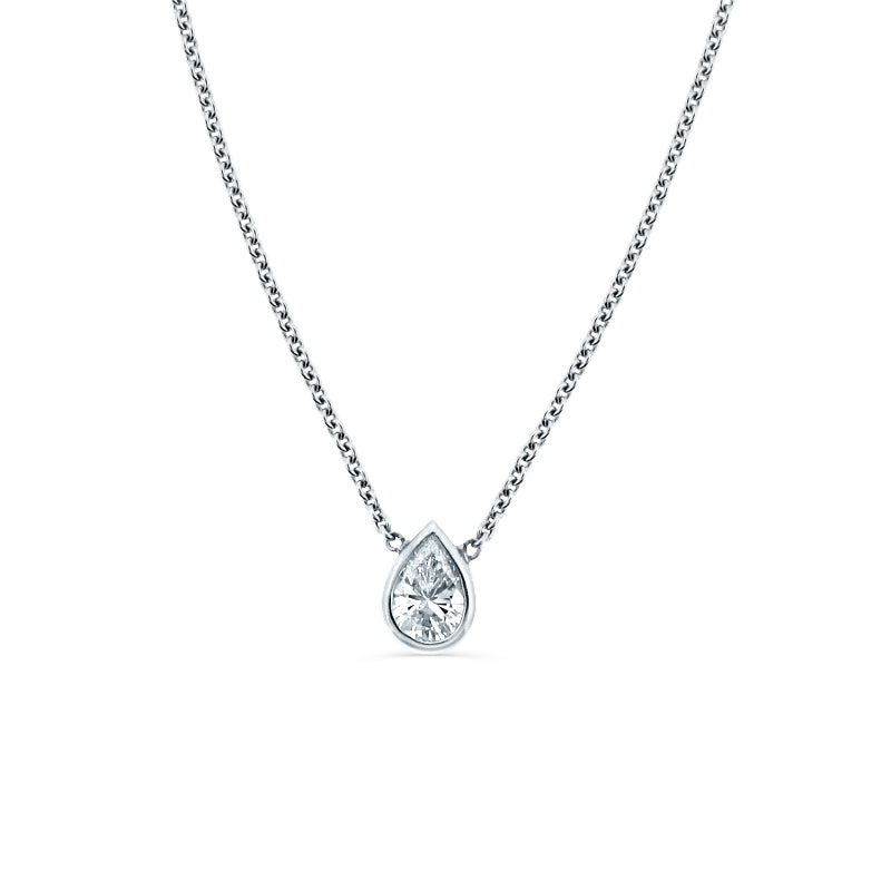 PRIVE' 18K WHITE GOLD 0.33CT DIAMOND PENDANTTPEAR, HEART & OVAL SHAPES AVAILABLE.