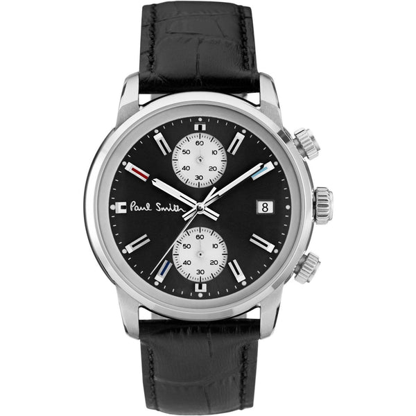 Paul Smith Men's P10031 Block Chronograph Black Leather Watch