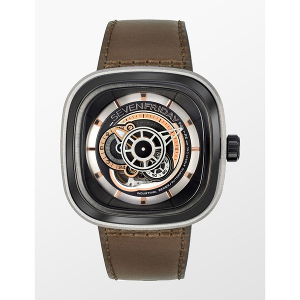 Sevenfriday Men's P2B-01 Industrial Brown Leather Watch