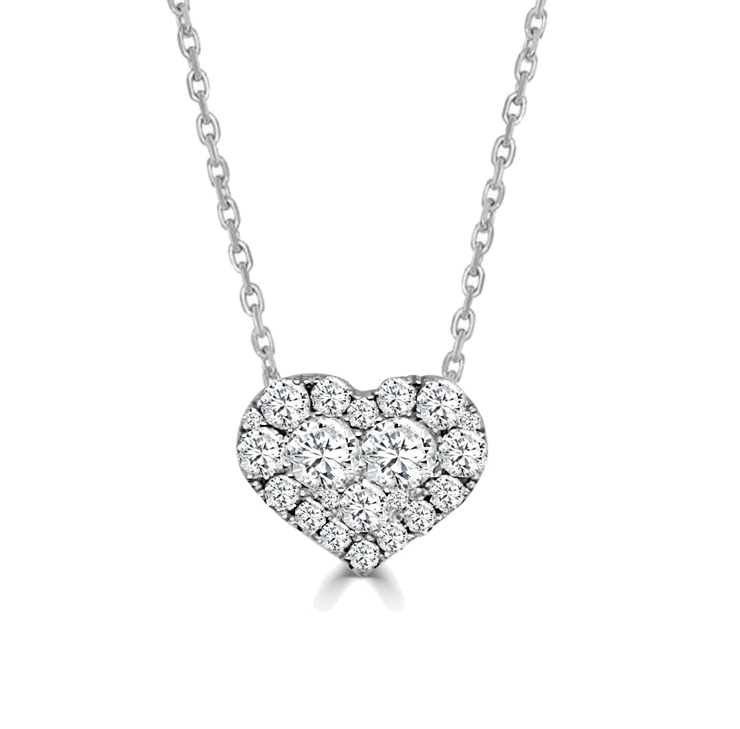 All-Diamond Heart Pendant with Hidden Bale & Chain