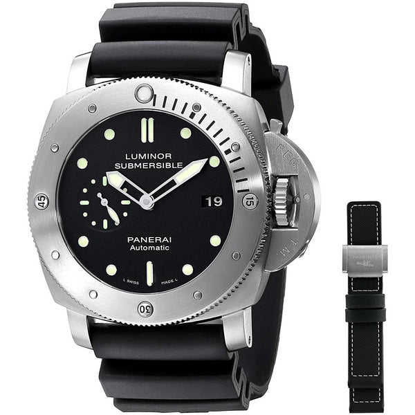Panerai Men's PAM00305 Luminor Submersible Titanio 1950 3 Days Automatic Black Rubber Watch