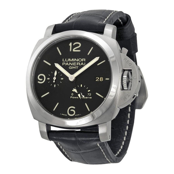 Panerai Men's PAM00321 Luminor 1950 Acciaio 3 Days GMT Automatic Black Leather Watch
