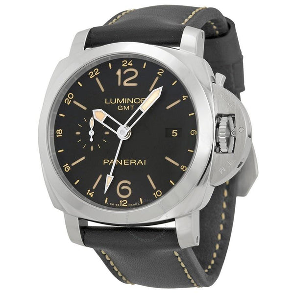 Panerai Men's PAM00531 Luminor 1950 Acciaio 3 Days GMT 24H Automatic Black Leather Watch