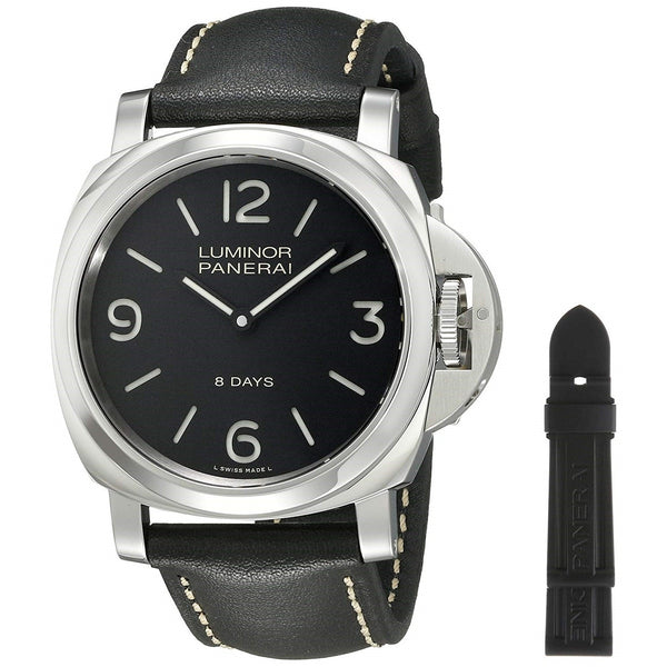 Panerai Men's PAM00560 Luminor Base Acciaio 8 Days Hand Wind Black Leather Watch