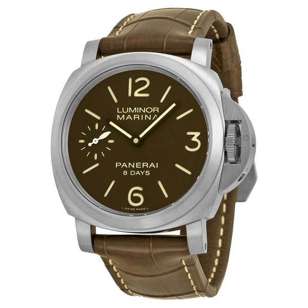 Panerai Men's PAM00564 Luminor Marina Titanio 8 Days Hand Wind Brown Leather Watch
