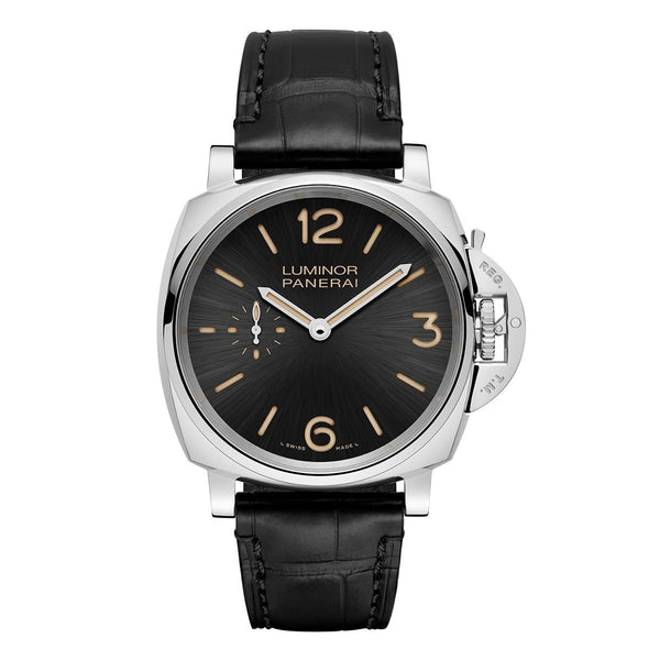 Panerai Men's PAM00676 Luminor Due Black Leather Watch