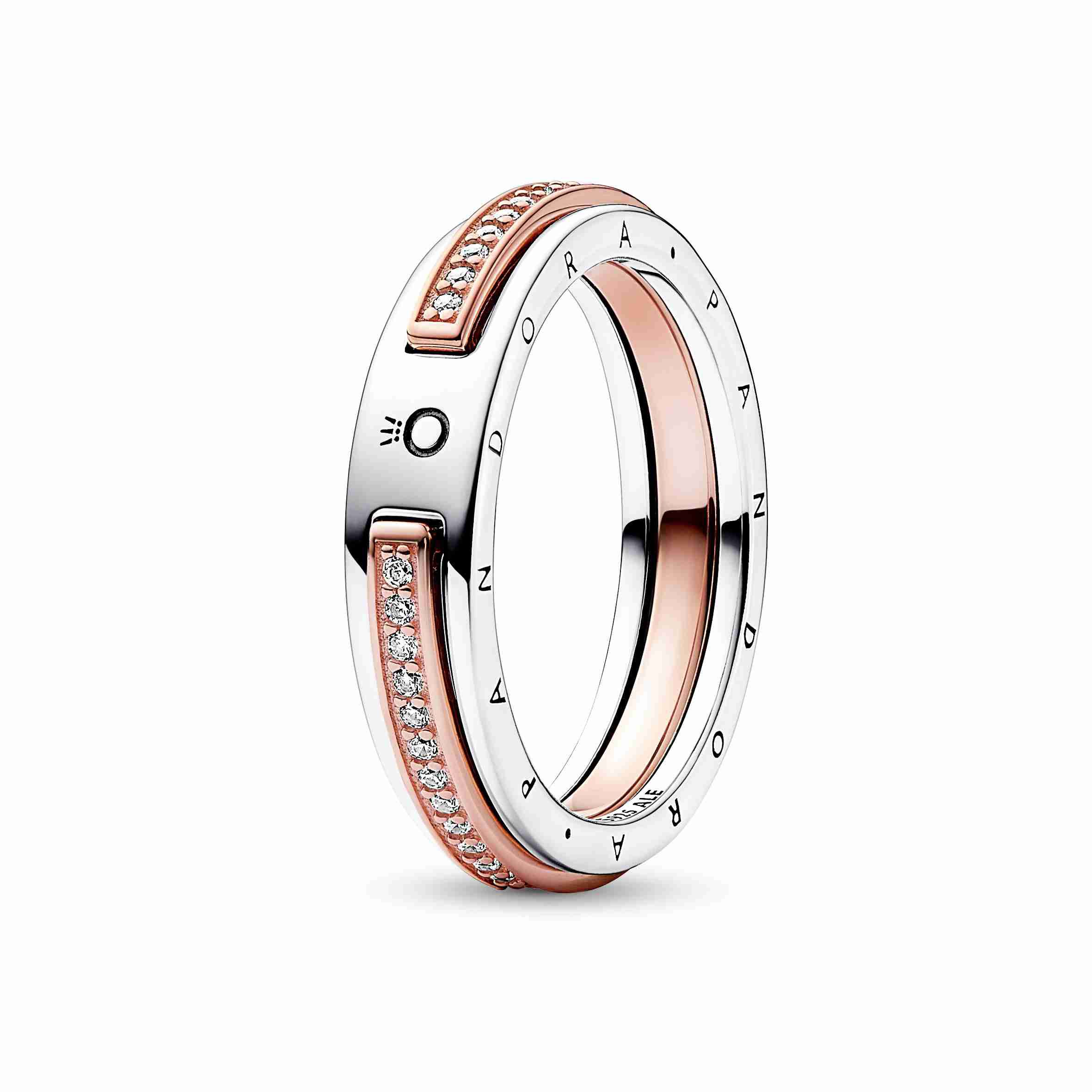 Pandora Signature Two-tone Logo & Pavé Ring
