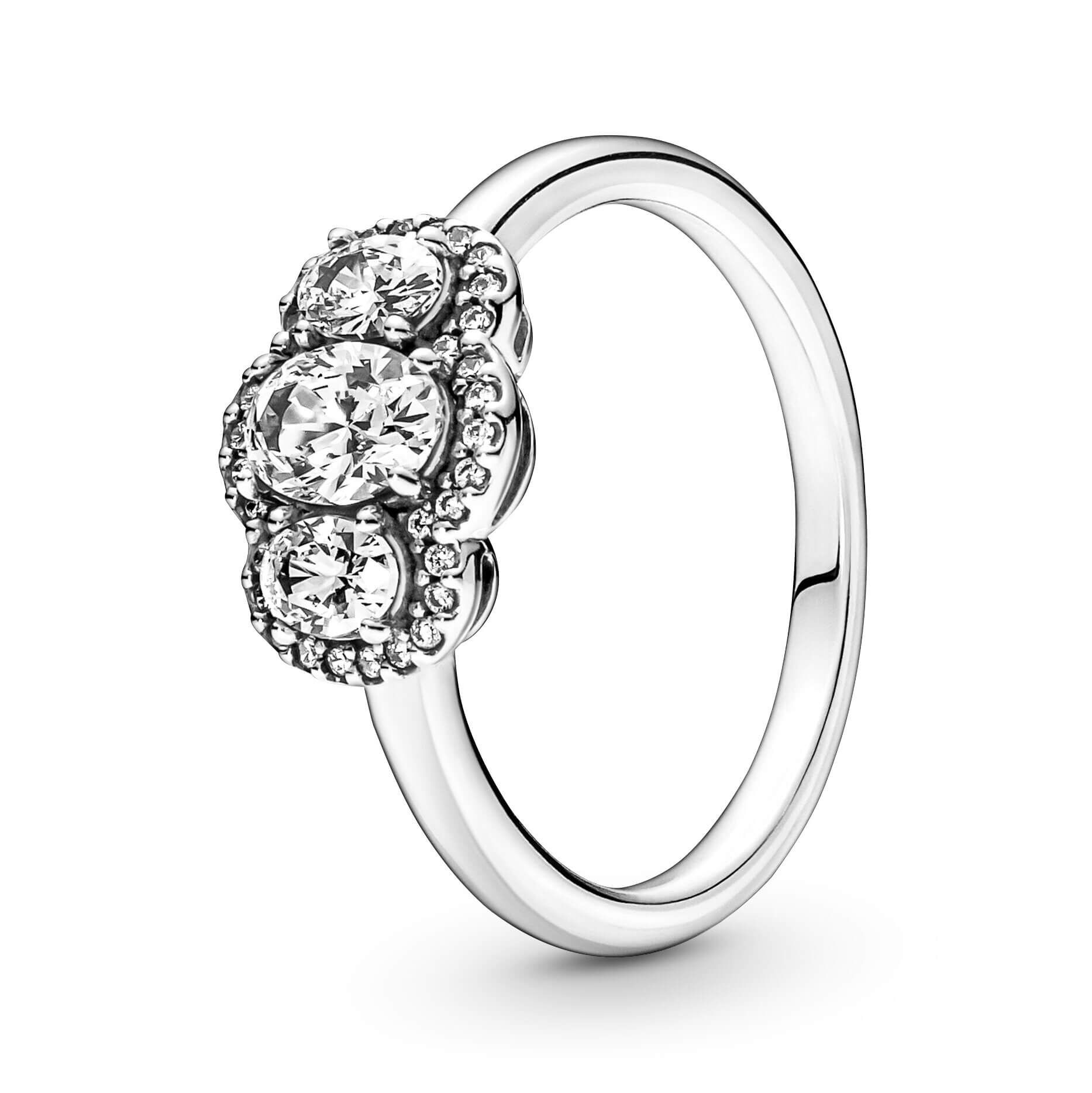 Pandora Clear Three-Stone CZ Vintage Ring