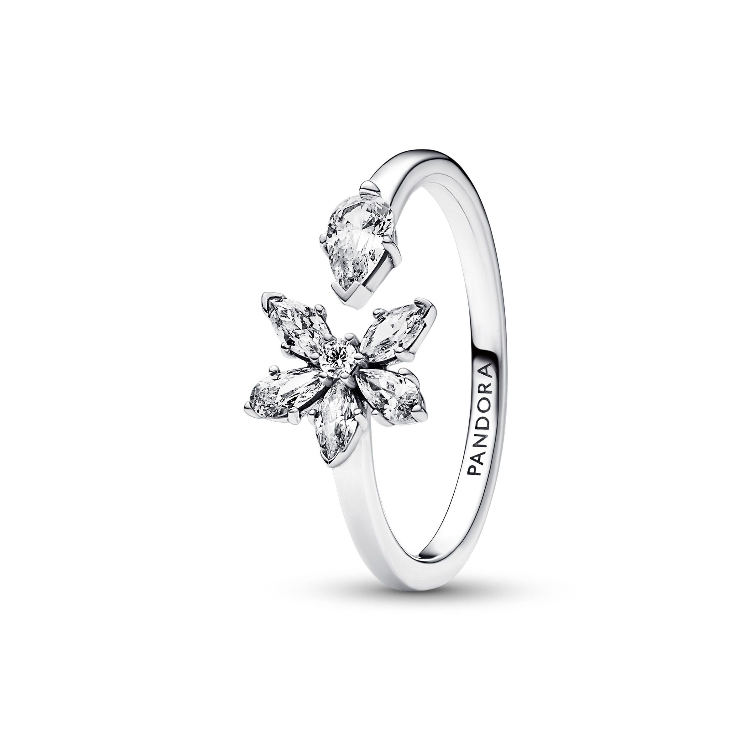 Pandora Sparkling Herbarium Cluster Open Ring