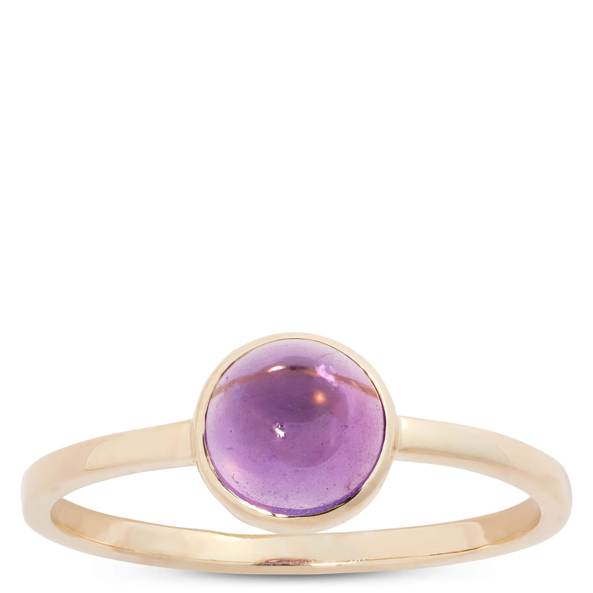 Round Amethyst Ring, 14K Yellow Gold