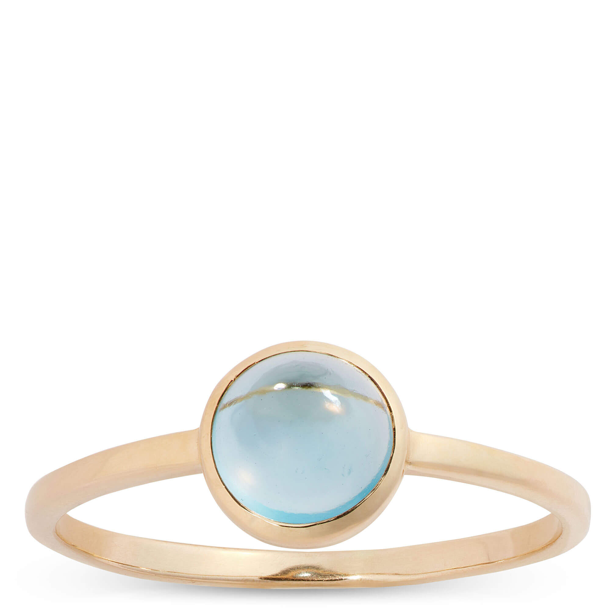Round Blue Topaz Ring, 14k Yellow Gold