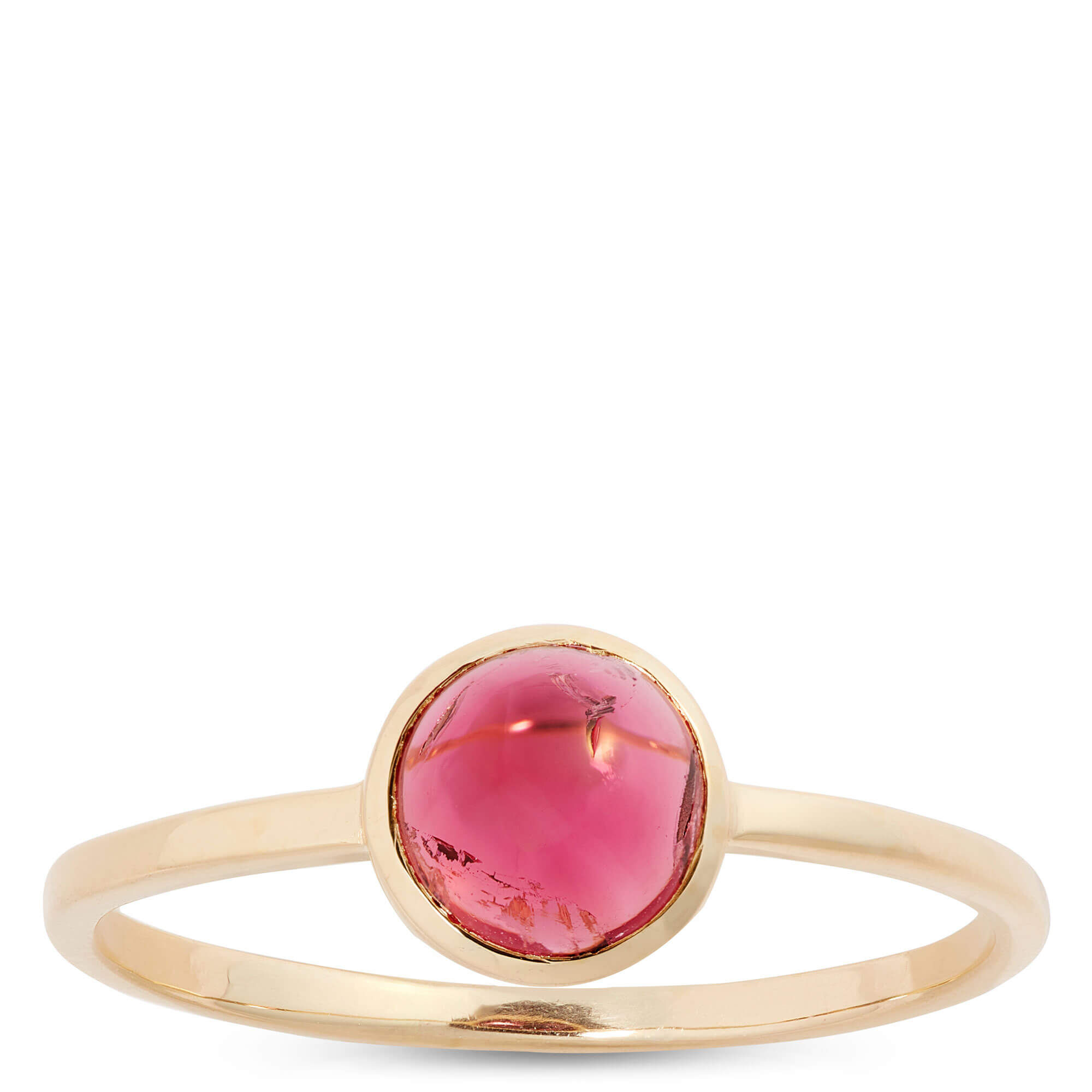 Round Pink Tourmaline Ring, 14K Yellow Gold