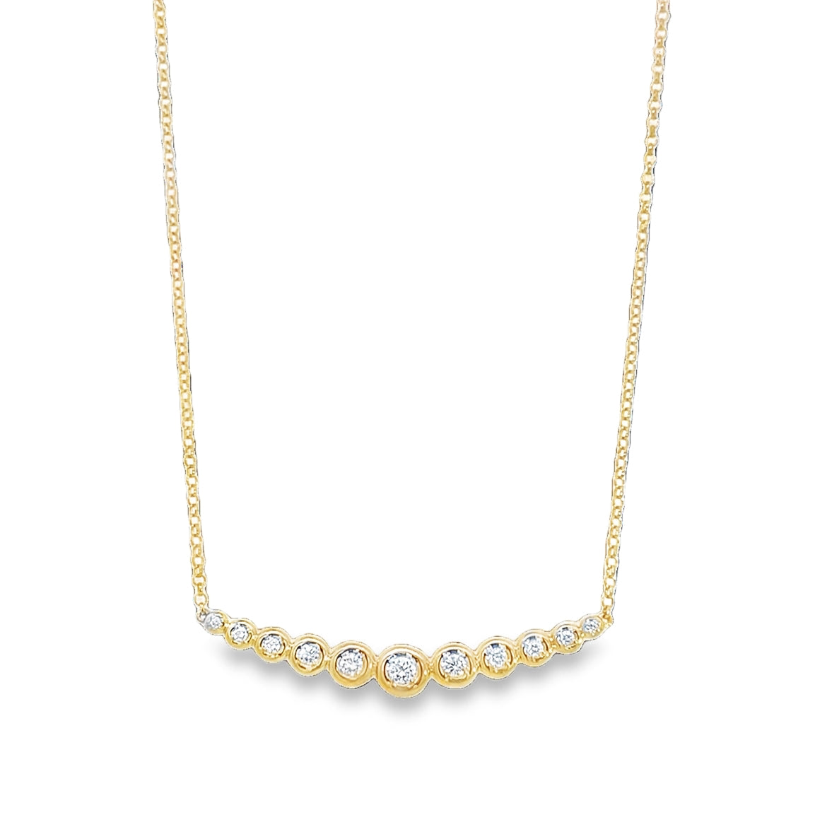 14k Yellow Gold Bezel-Set Diamond Bar Necklace