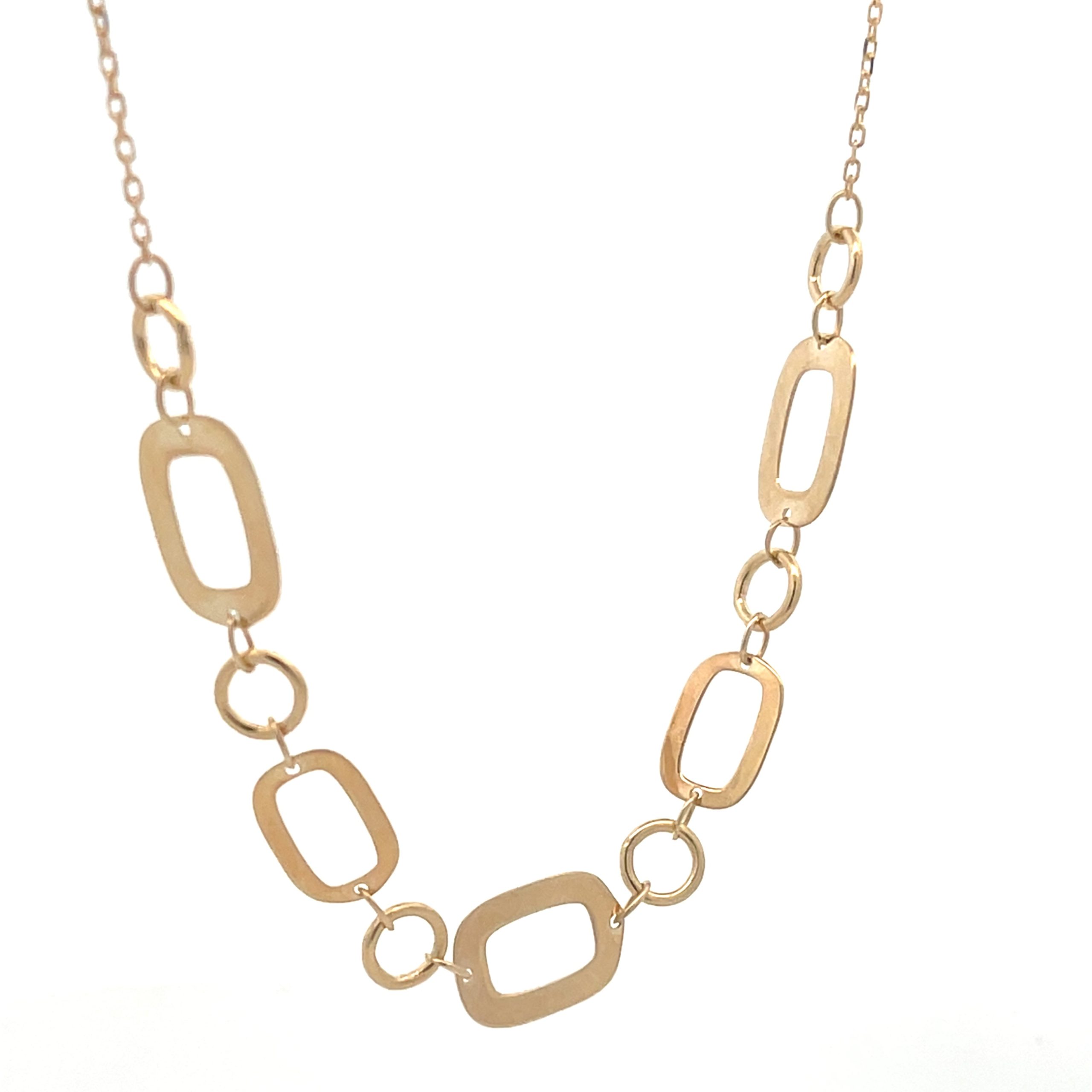 14K Gold Orbit Rectangle Necklace