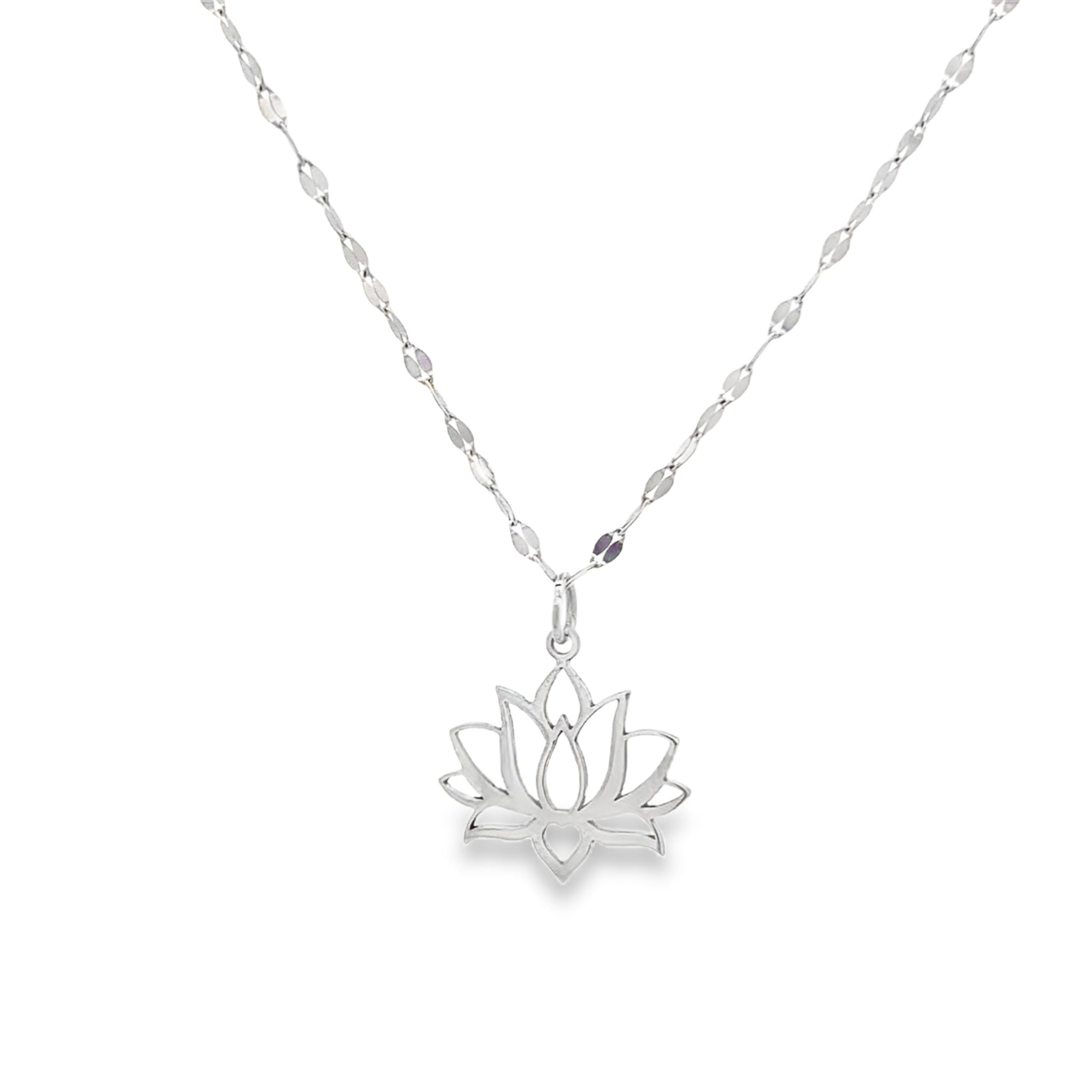 14K White Gold Custom Lotus Pendant