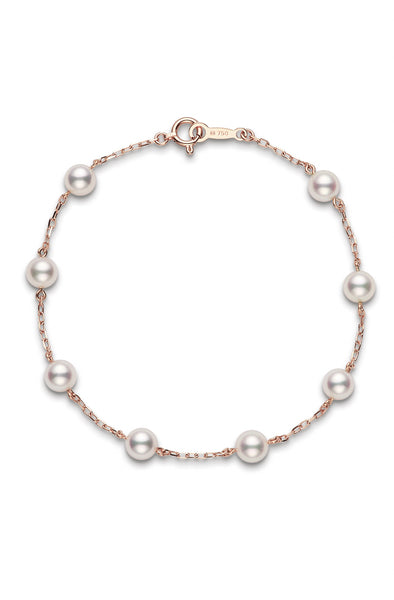 Mikimoto Akoya Cultured Pearl Station Bracelet in Pink Gold