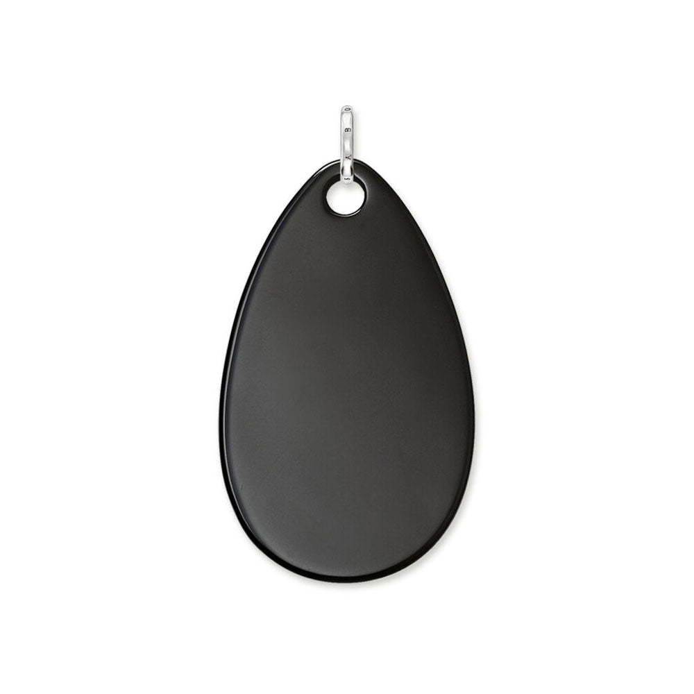 Onyx Oval Disc Charm (Silver/Black)