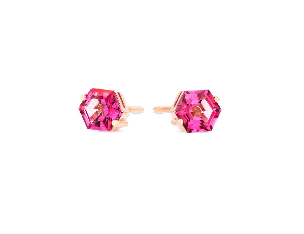 SUZANNE KALAN 14K ROSE GOLD & PINK TOPAZ STUDS