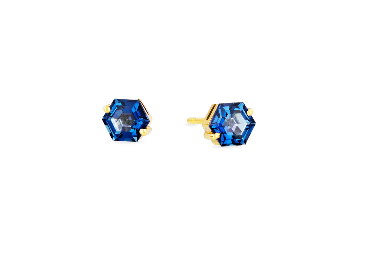 SUZANNE KALAN 14K YELLOW GOLD & BLUE TOPAZ STUDS