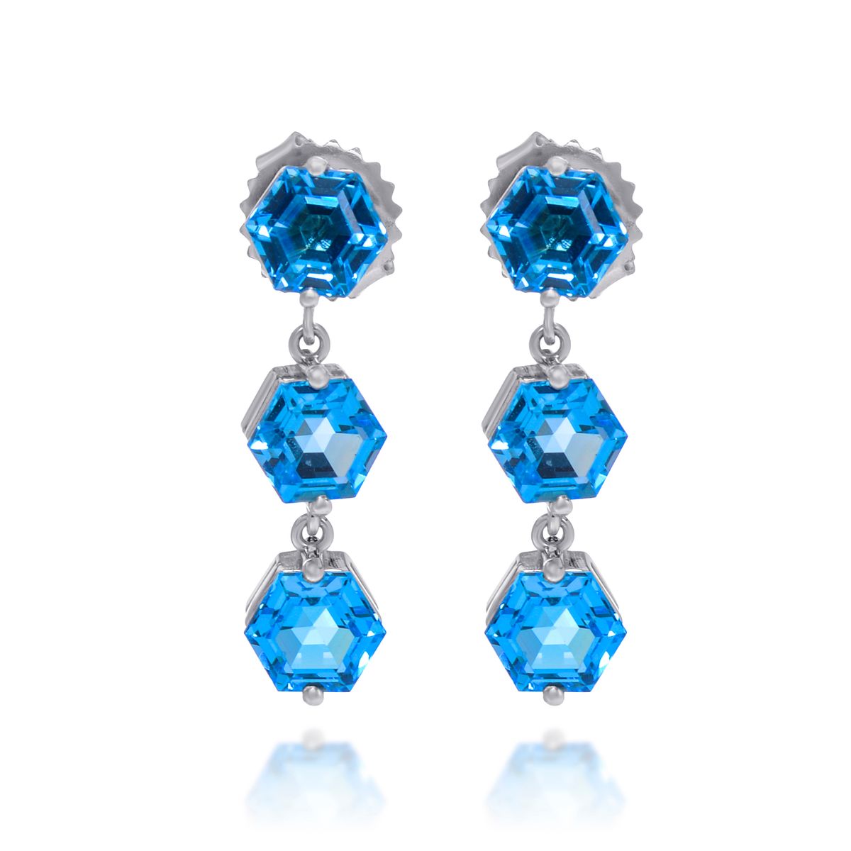 Suzanne Kalan 14K White Gold and Swiss Blue Topaz Drop Earrings