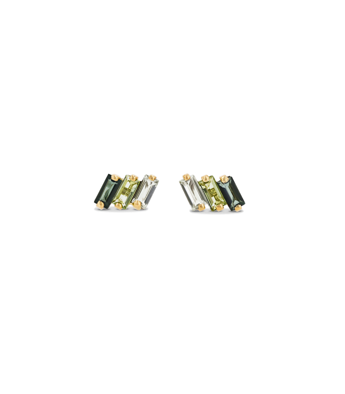 SUZANNE KALAN 14K YELLOW GOLD, PERIDOT & GREEN AMETHYST STUDS