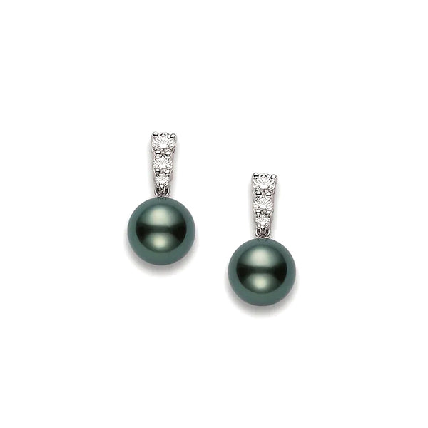 Mikimoto Morning Dew Black South Sea Cultured Pearl Earrings