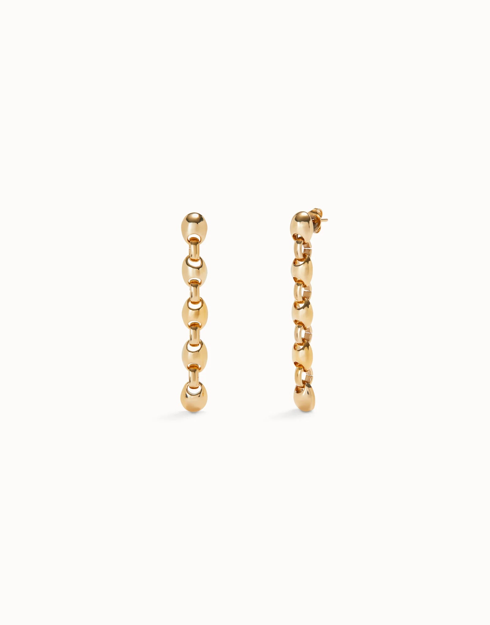 SER INTREPIDA- Long 18k Gold-Plated Earrings with Bead Shaped Links