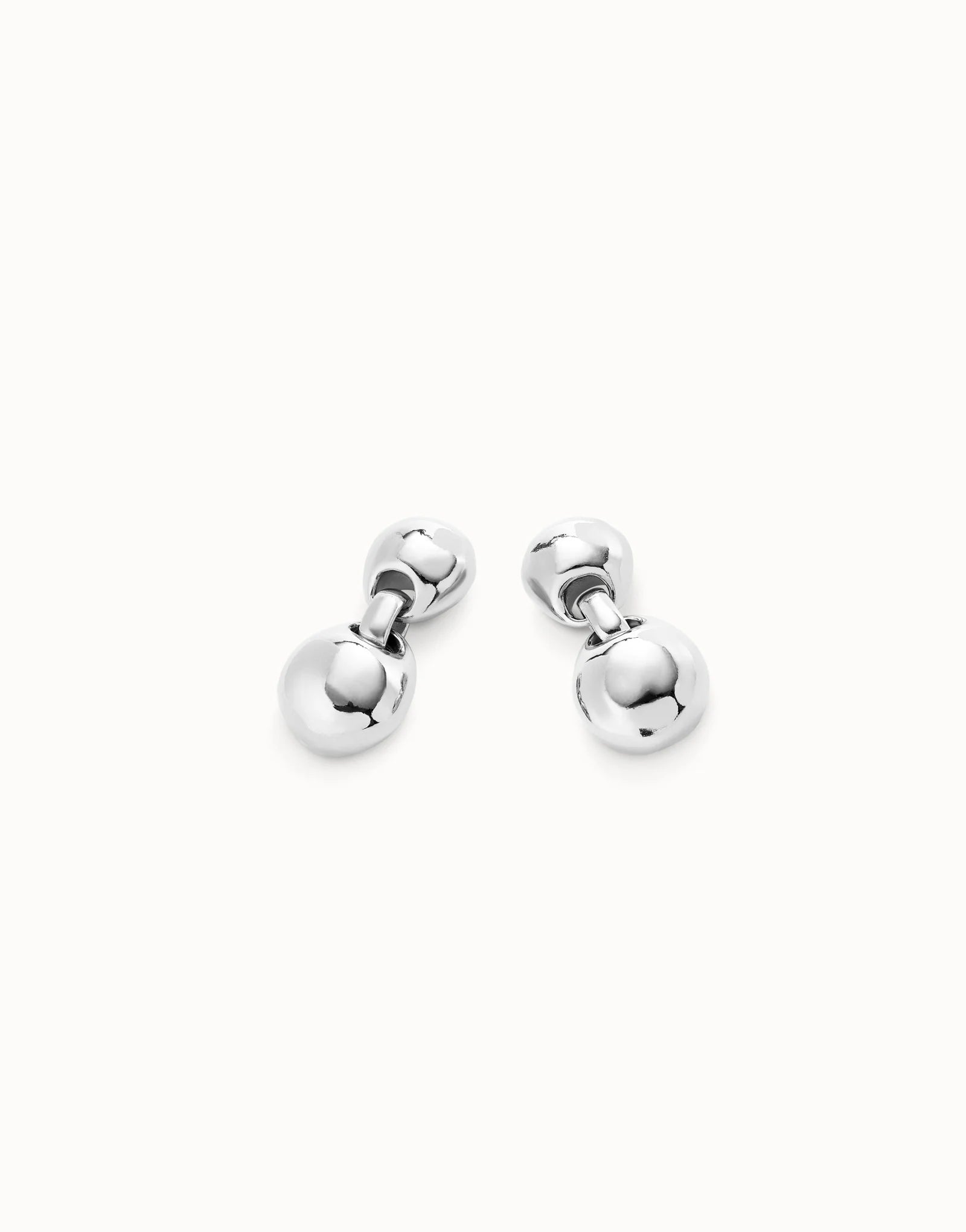 SER INTREPIDA-Sterling Silver-Plated Earrings with Two Beads