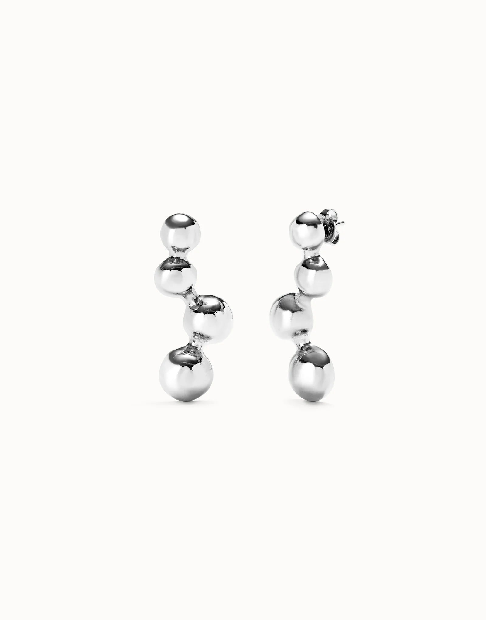 SER INTREPIDA- Sterling Silver-Plated Earrings with Four Bubble Shaped Beads