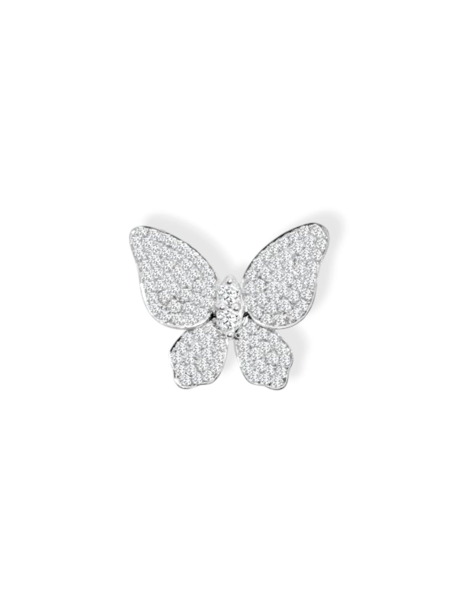 14K White Gold Monarch Butterfly Diamond Brooch