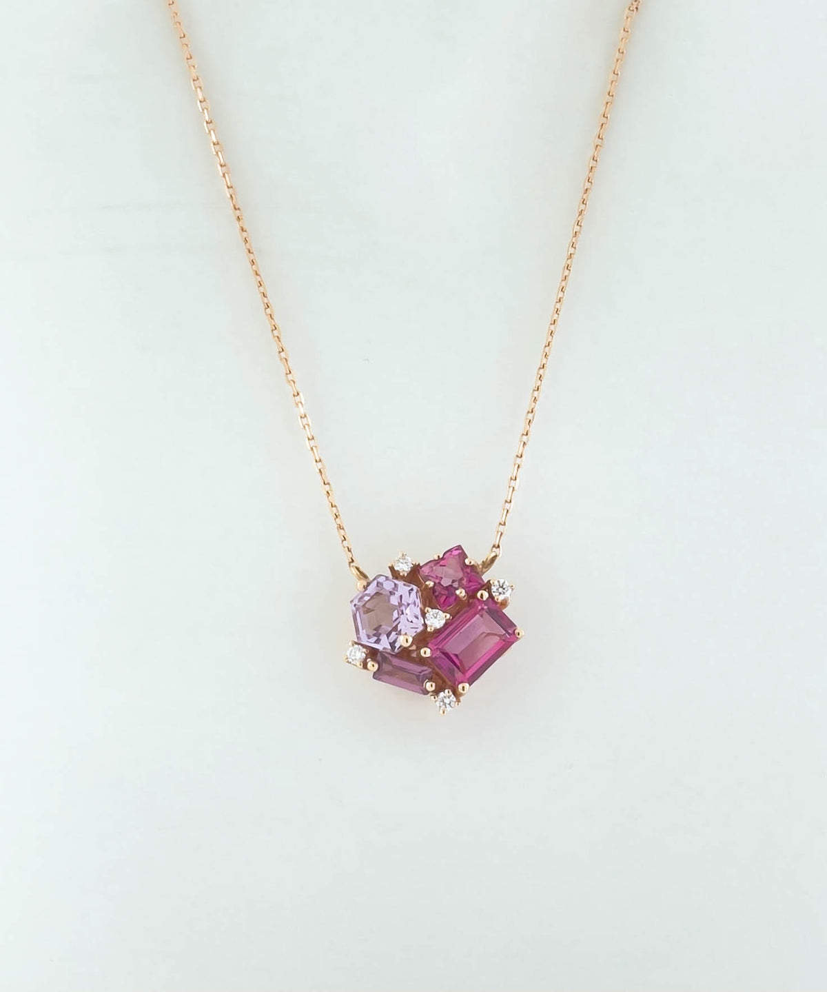 SUZANNE KALAN 14K ROSE GOLD & MIXED PINK STONE PENDANT