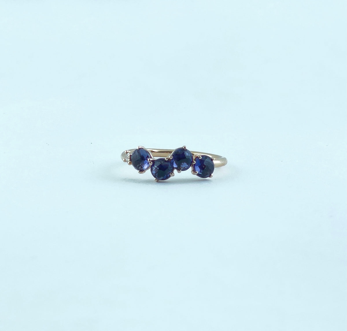 SUZANNE KALAN 14K ROSE GOLD, 0.03CT DIAMOND & IOLITE RING