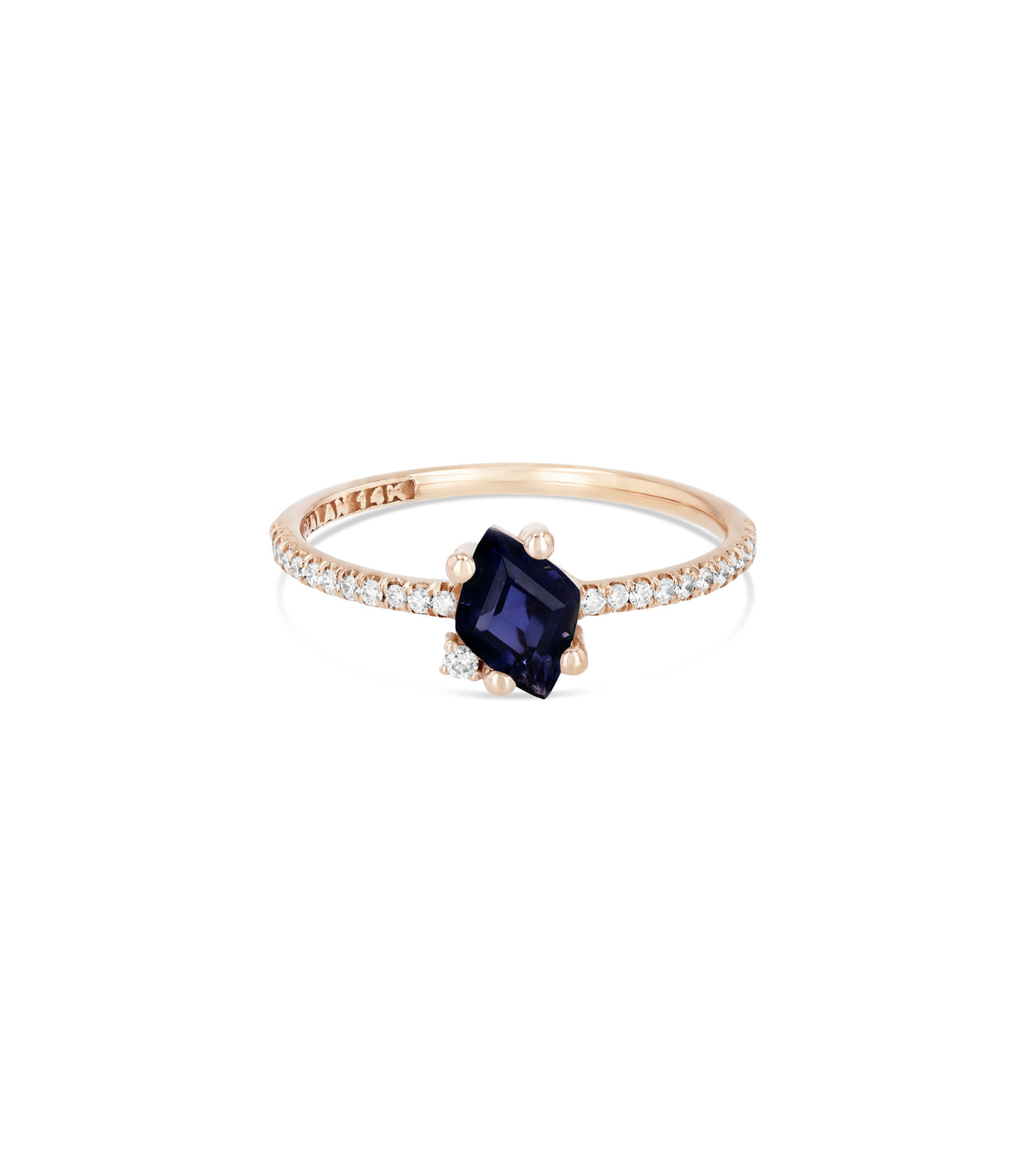 SUZANNE KALAN 14K ROSE GOLD, IOLITE & 0.14CT DIAMOND RING