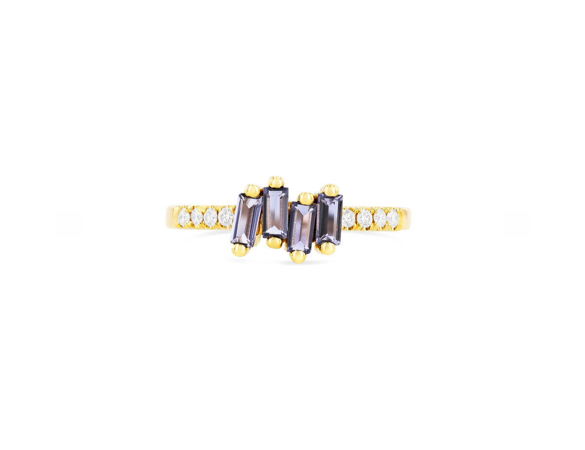 SUZANNE KALAN 14K YELLOW GOLD, 0.17CT DIAMOND & IOLITE RING