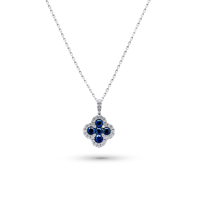 White Gold Sapphire and Diamond Pendant - PT5056-WS