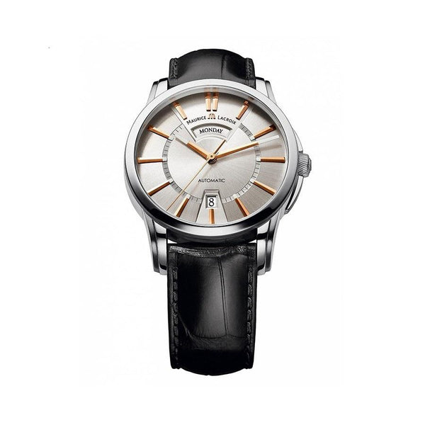 Maurice Lacroix Men's PT6158-SS001-19E Pontos Day Date Black Leather Watch