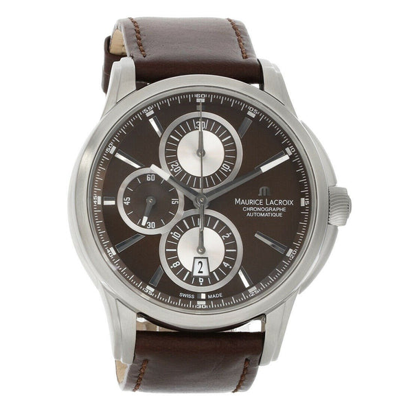 Maurice Lacroix Men's PT6188-SS00-730 Pontos Chronograph Brown Leather Watch