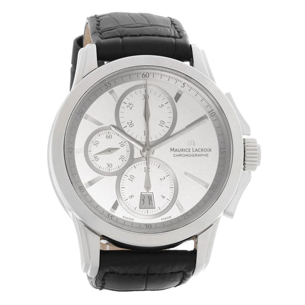 Maurice Lacroix Men's PT7548-SS001-130 Pontos Chronograph Black Leather Watch