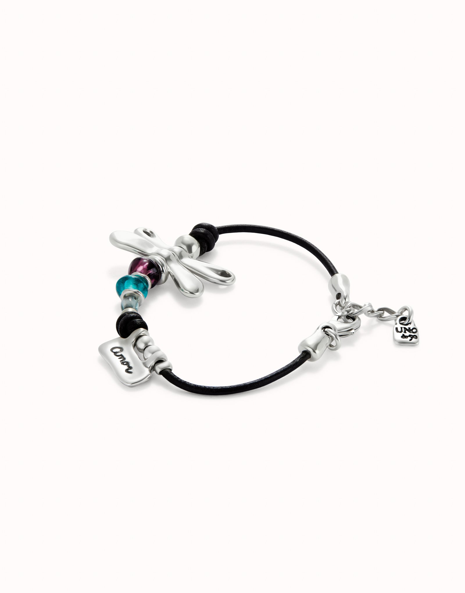 Pulsera con libélula bañada en plata de ley y cristales