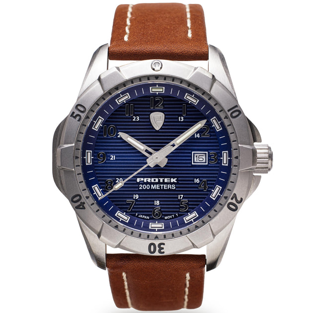 ProTek Steel Dive 2000 Series Tritium Blue Tan