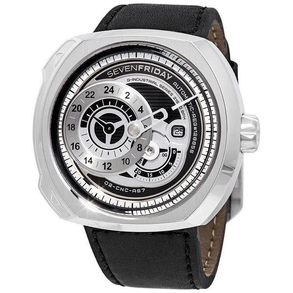 SevenFriday Men's Q1-01 Q-Series Black Leather Watch
