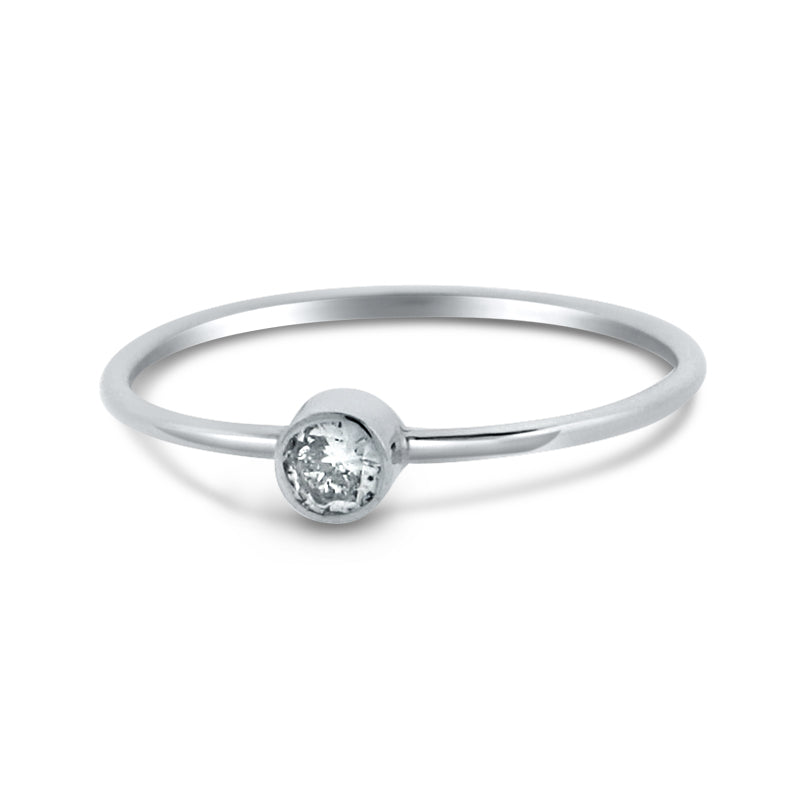 PRIVE' 14K WHITE GOLD 0.11CT BEZEL SET DIAMOND STACKING RING